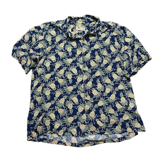 Tori Richard Navy Pineapple Print Hawaiian Button Down Shirt Size 3XL - Picture 1 of 3